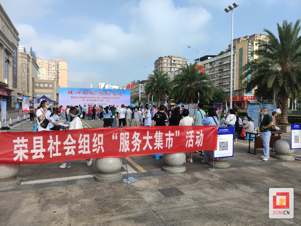 荣县举办“社会组织服务大集市”活动现场