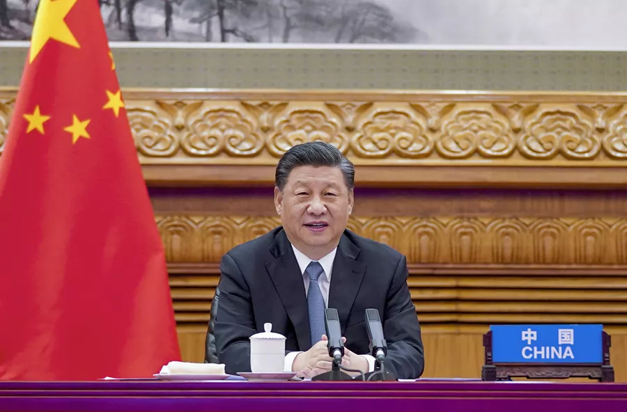 4月16日下午，国家主席习近平在北京同法国总统马克龙、德国总理默克尔举行中法德领导人视频峰会。新华社记者 李学仁 摄设为缩略图