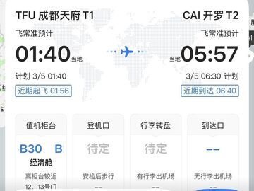 从成都直飞开罗的航班5日恢复