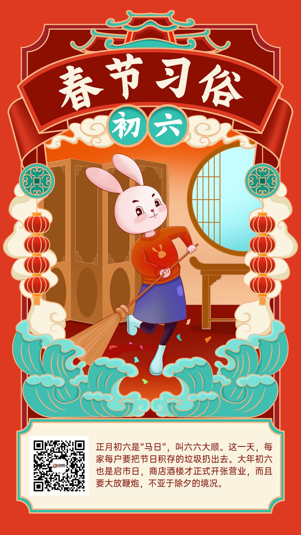 春節(jié)兔年習(xí)俗科普插畫手機(jī)海報(bào) (1).jpg