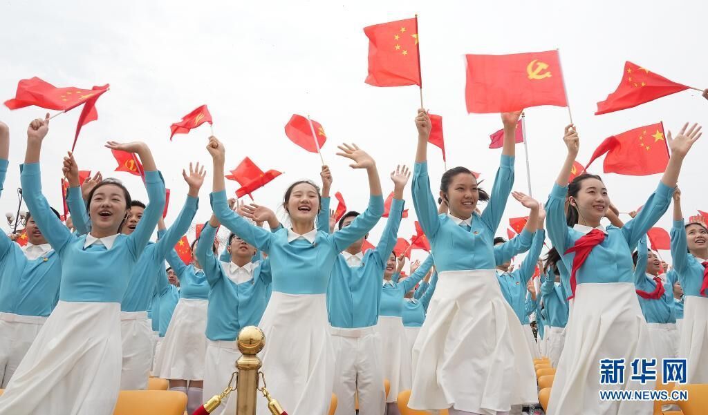 7月1日上午，庆祝中国共产党成立100周年大会在北京天安门广场隆重举行。新华社记者 陈建力 摄