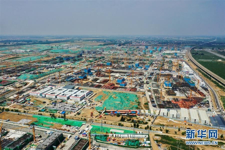 这是雄安新区容西片区建设现场（2021年7月3日摄，无人机照片）。 新华社记者 牟宇 摄