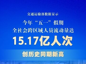 创历史同期新高 “五一”假期交通出行人数达15.17亿人次