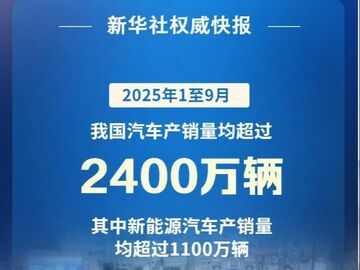 前三季度我国汽车产销量双超2400万辆
