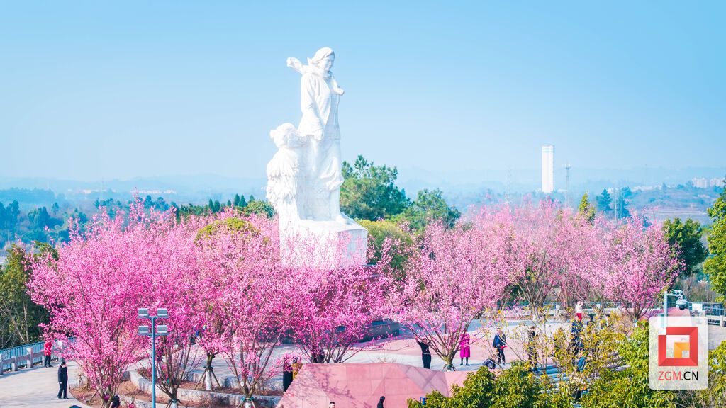 雕塑巍然 红梅如霞环绕 记者 宋姿熠 摄.jpg