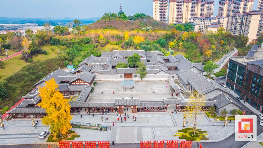 王家大院金黄的银杏叶在蔚蓝天空映衬下格外耀眼 记者 宋姿熠 摄.jpg