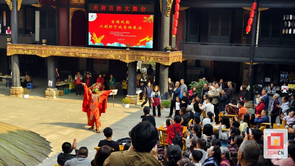 春节期间游客在贡井南华宫观看变脸节目 记者 罗祥瑞 摄.jpg