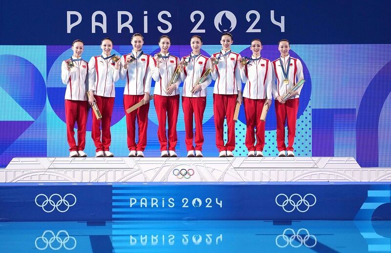 中国队夺得花样游泳集体项目冠军。新华社记者 薛宇舸 摄.JPG