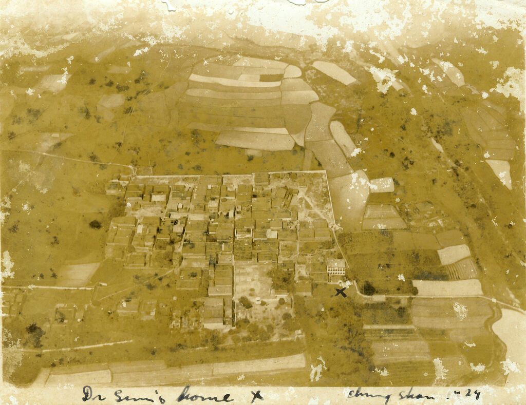 图：1929年，翠亨村航拍图。图片由孙中山故居纪念馆提供