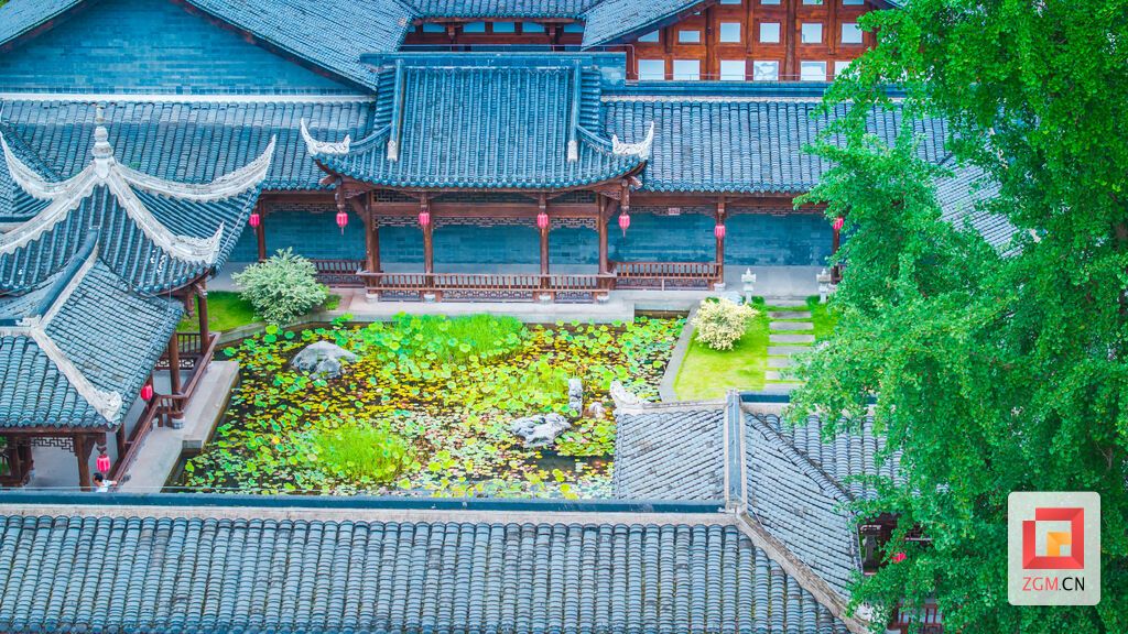 飞檐揽翠叶，一塘青荷醉王家大院盛夏 记者 宋姿熠 摄.jpg