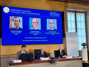 因金属有机骨架化合物领域贡献 3人获2025年诺贝尔化学奖