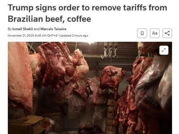物价上涨引不满 特朗普取消部分巴西农产品40%关税