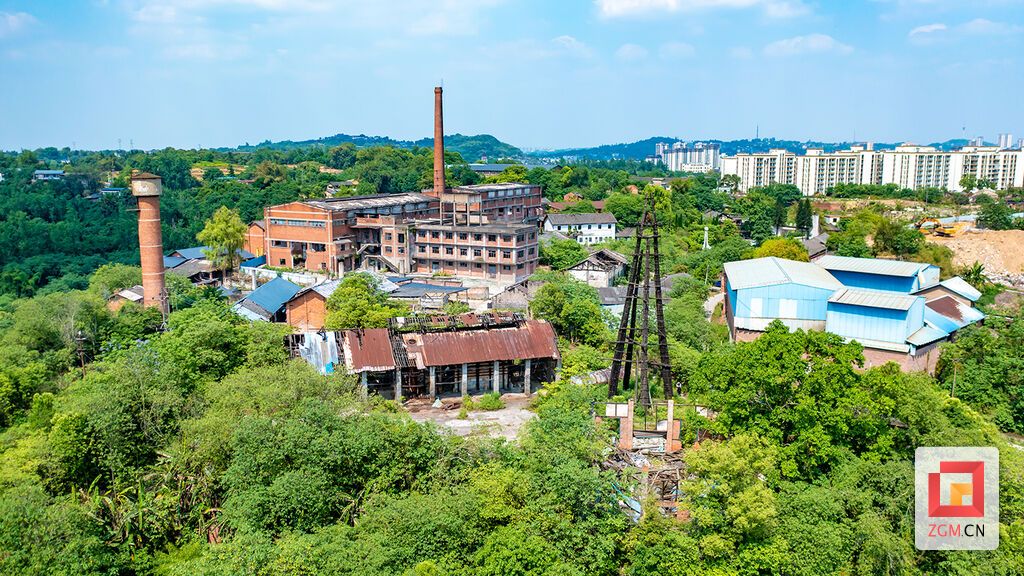 贡井姚家山缓坡深处,龙旺井的天车隐在草木间。.jpg
