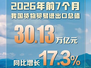 超30万亿元！今年前7月我国货物贸易进出口延续增长态势