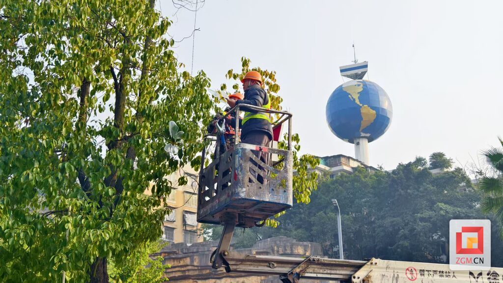 东盐都大道师傅正在安装彩灯 记者罗祥瑞摄.jpg